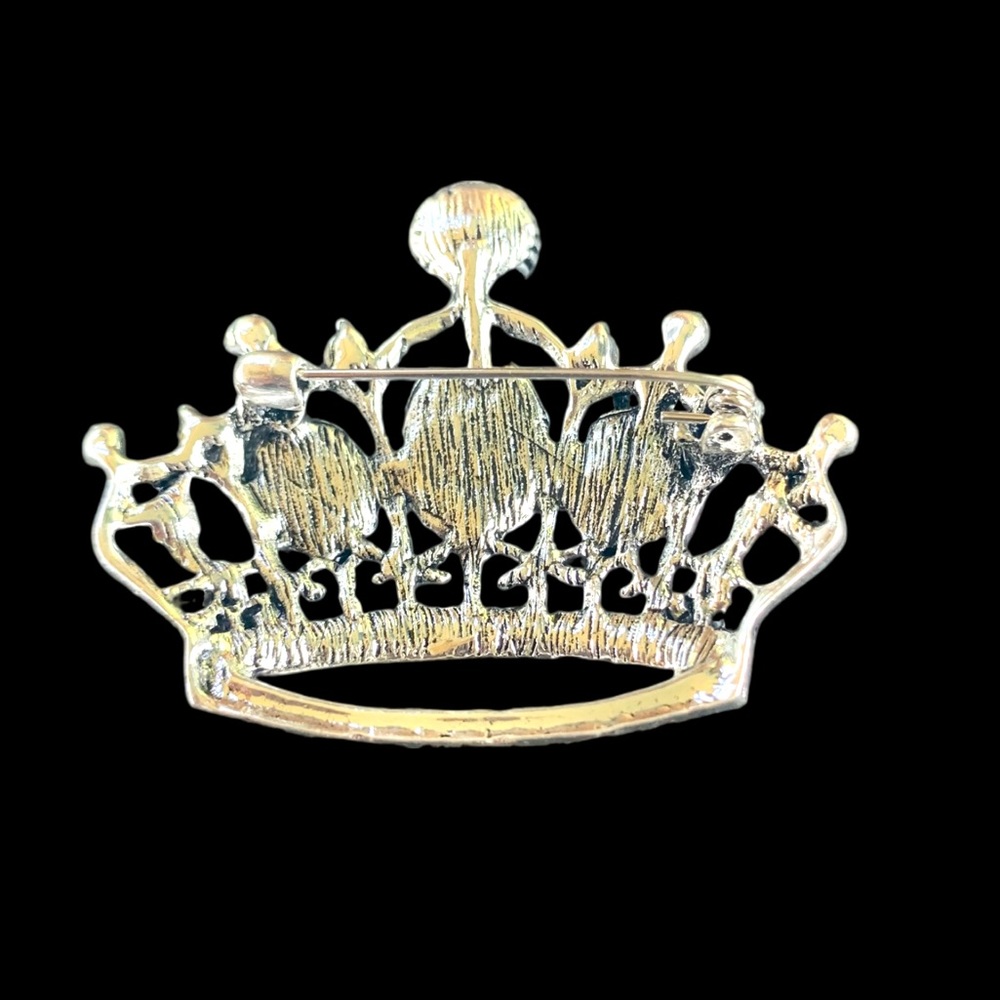Purple Rhinestone Silver Tone Brooch - 2.25” Wide - Picture 5 of 6